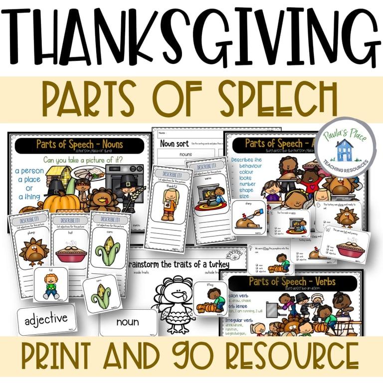 Basisonderwijs Lespakket | Spraakdelen Thanksgiving Thema