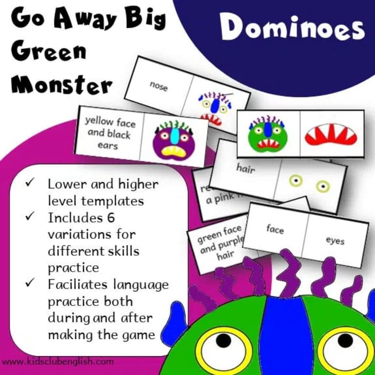 Basisonderwijs Spel | Ga Weg Groot Groen Monster Domino's