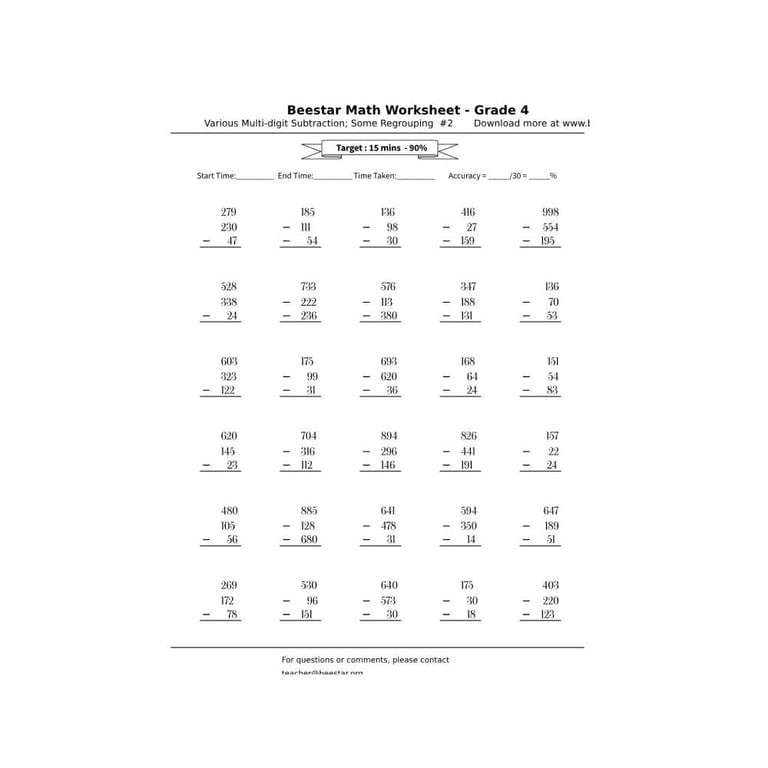 Basisonderwijs Werkblad | Vierde Graad Wiskunde