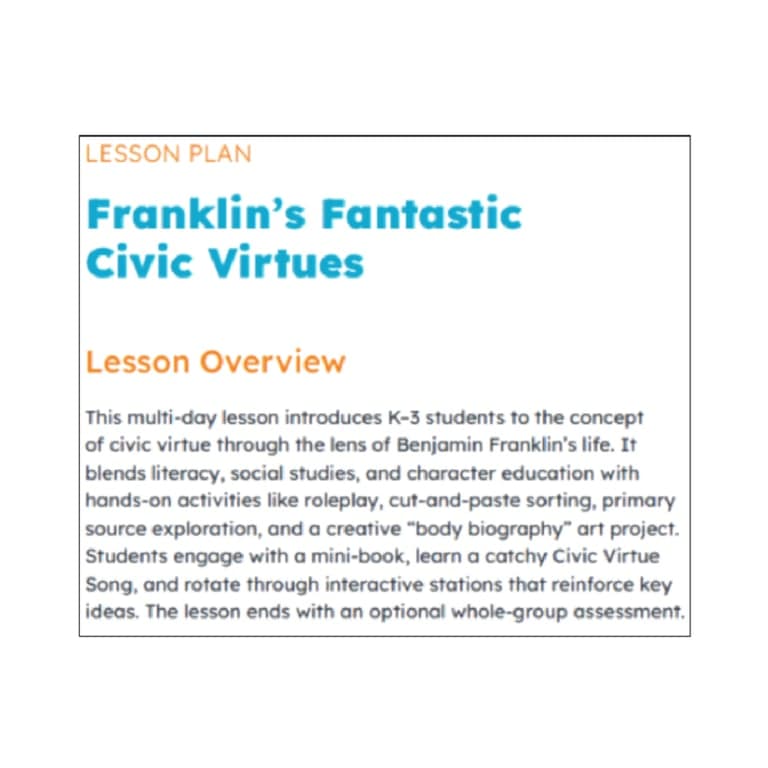 Basisonderwijs Lesidee | Weeklang Lesplan voor Groep 1 t/m 4 – Franklins Fantastische Burgerdeugden (Engelstalig)