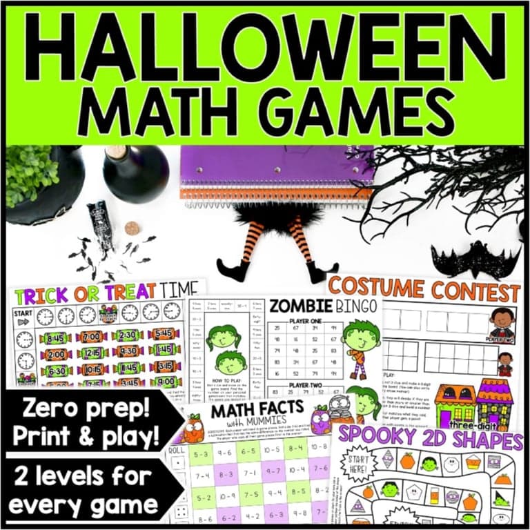 Basisonderwijs Spel | Halloween Rekenspelletjes & Activiteiten - No Prep Math Centers