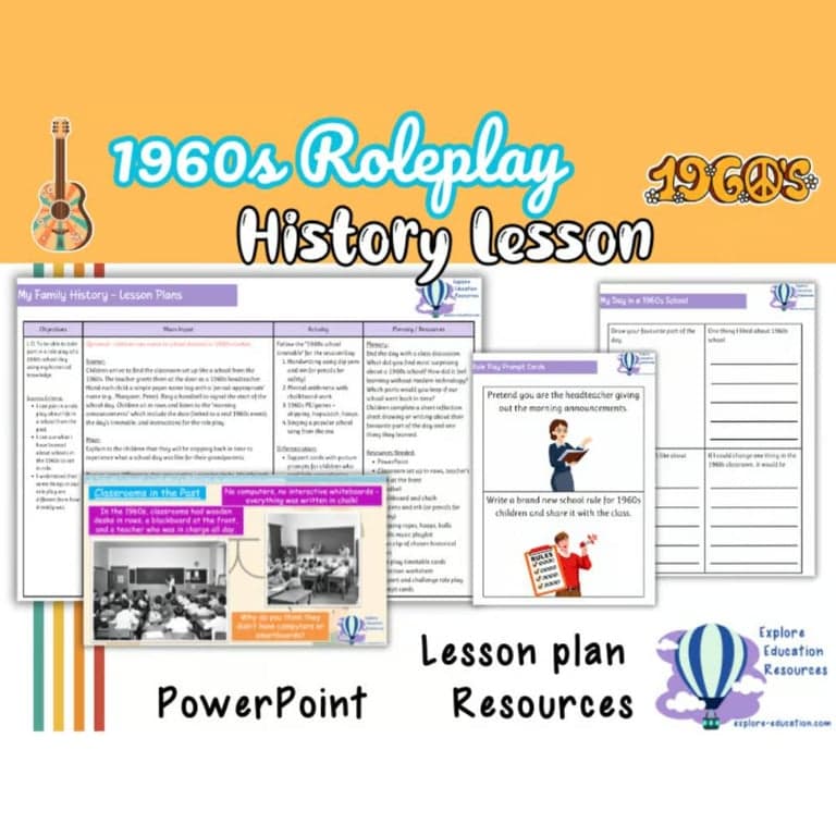 Basisonderwijs Lespakket | Rollenspel-Les Een Schooldag in de Jaren 60 - Geschiedenis Groep 3-4 (Engelstalig) 