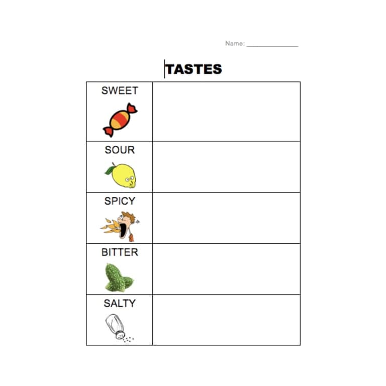 Basisonderwijs Werkblad | Smaken Werkblad (Beginner ESL)