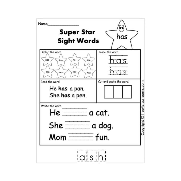Basisonderwijs Werkblad | Super Ster Zichtwoorden (Heeft)