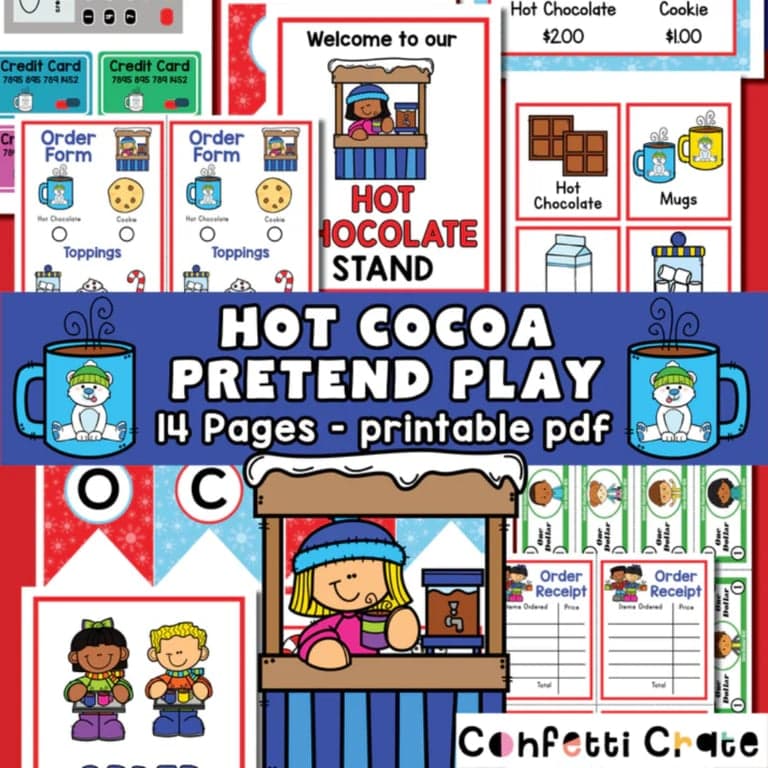 Basisonderwijs Materiaal | Hot Cocoa Stand Play Pack - Printbaar PDF-Bestand (Engelstalig)