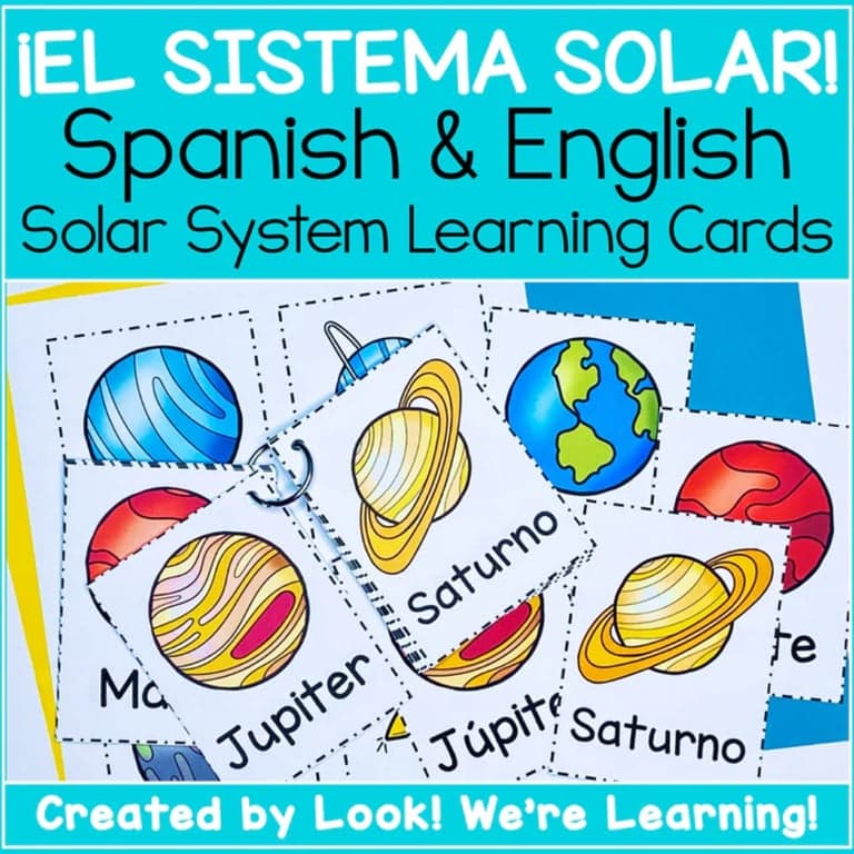 Basisonderwijs Lespakket | Spaanse en Engelse Zonnestelsel Leerkaarten